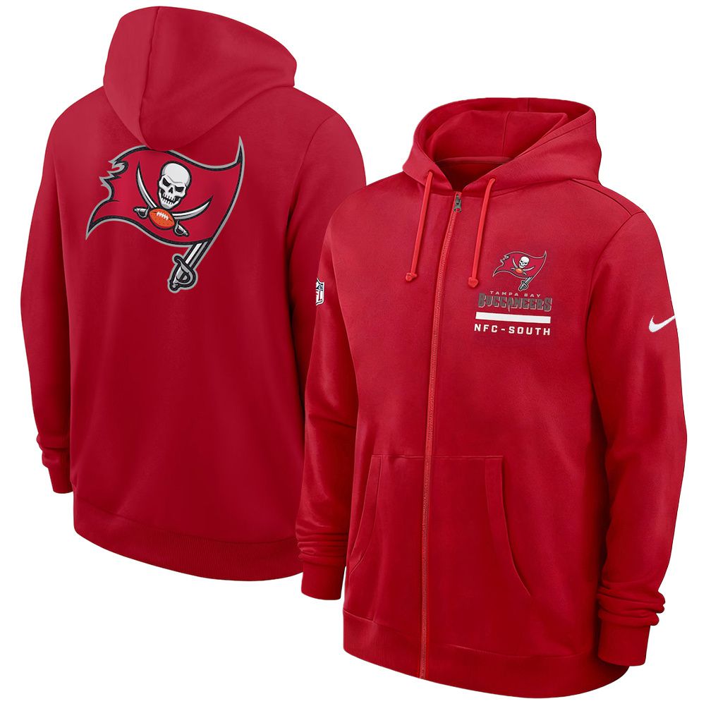 Men 2026 NFL Tampa Bay Buccaneers zip-up hoodie red 01